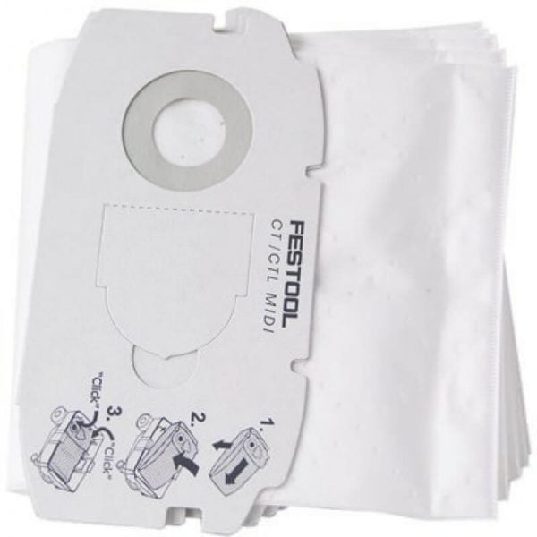 Festool 498411 Cloth Replacement Filter Bags For CT MIDI Dust Extractor, 5-Pack | The Festool Superstore Authorized Dealer | Powered by PMC Tool | Hammond, LA